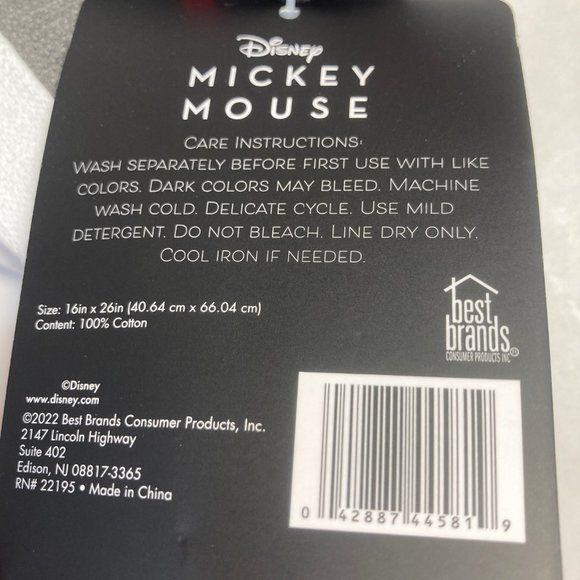 Disney Mickey Mouse Tea Towel Set Kitchen Towels Set of 2 Smiling 100% Cotton - Picture 9 of 11